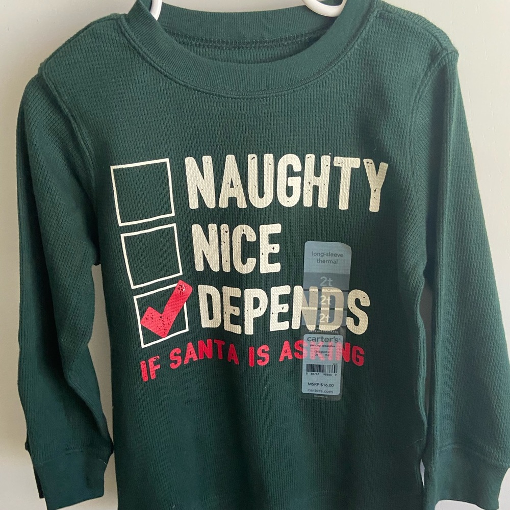 New 2t green thermal carters long sleeve